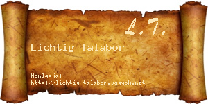 Lichtig Talabor névjegykártya